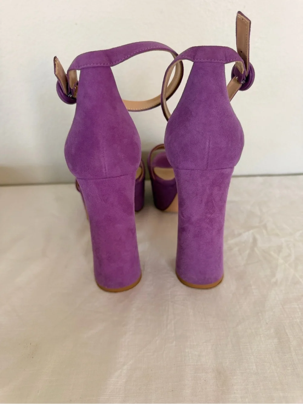 Gianvito Rossi Purple Suede Platform Ankle-Strap Sandals